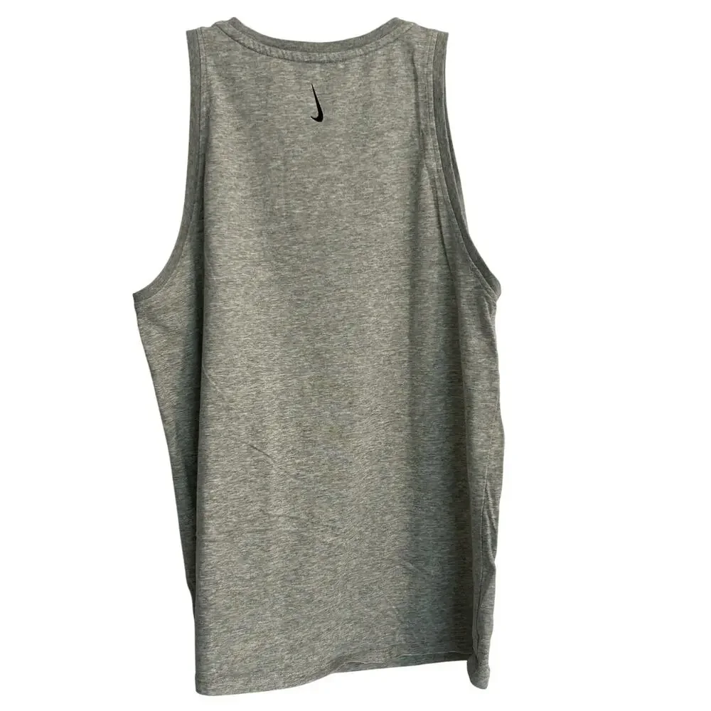 The Nike Tee Tank Top Women’s M Gray Athletic Cut Dri-Fit Gold Swoosh Logo